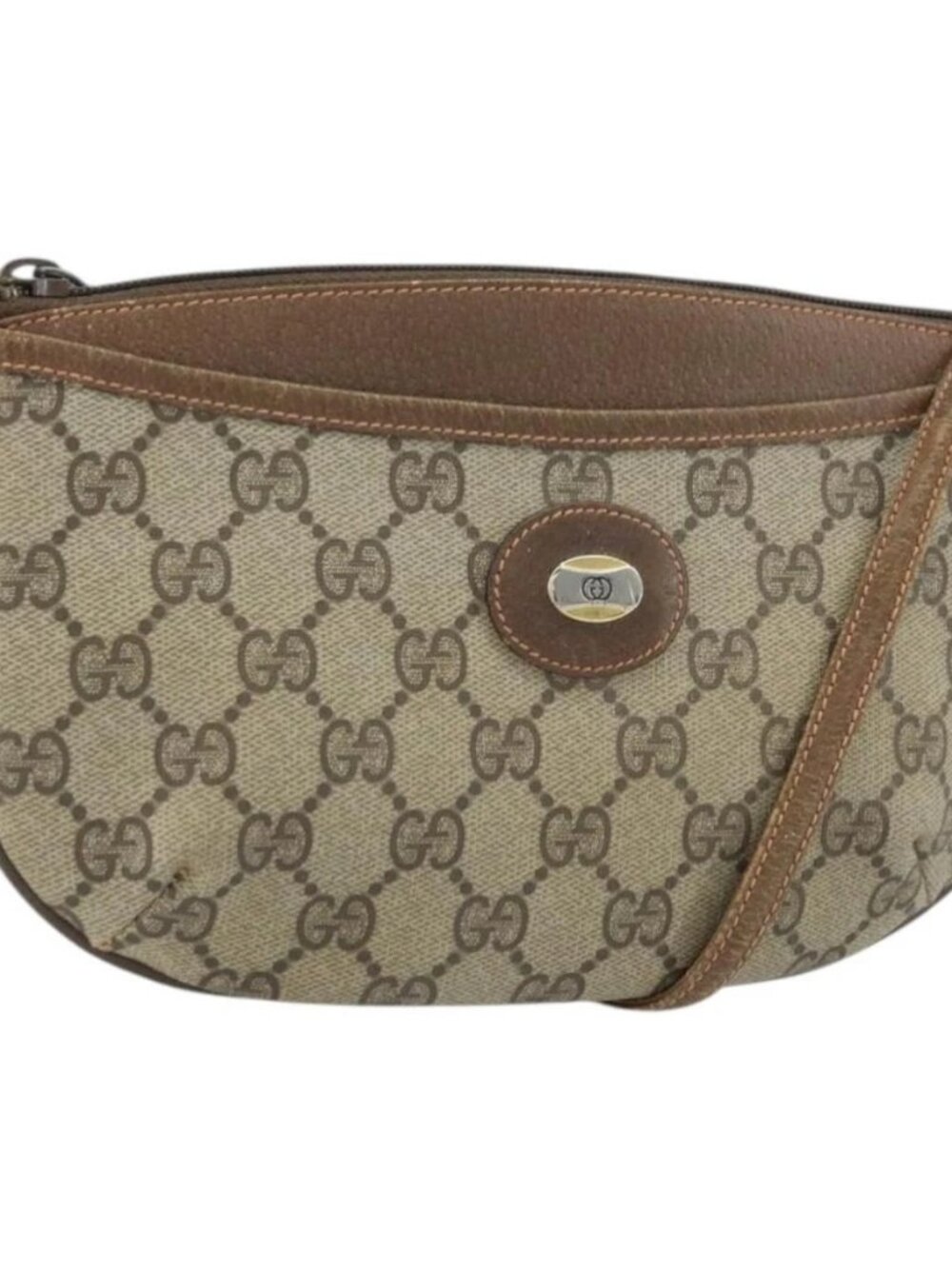 GUCCI GG Supreme Shoulder Bag PVC Beige Gold 904 02 020 Auth BA10634